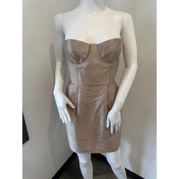 Jill Stuart Collection Dress Women's Beige Silk Bustier Cocktail Dress Size 6 - Picture 6 of 10